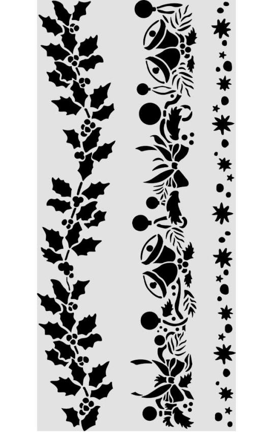 NEW Stamperia Thick Stencils 12x25cm Christmas Borders (KSTDL170) 