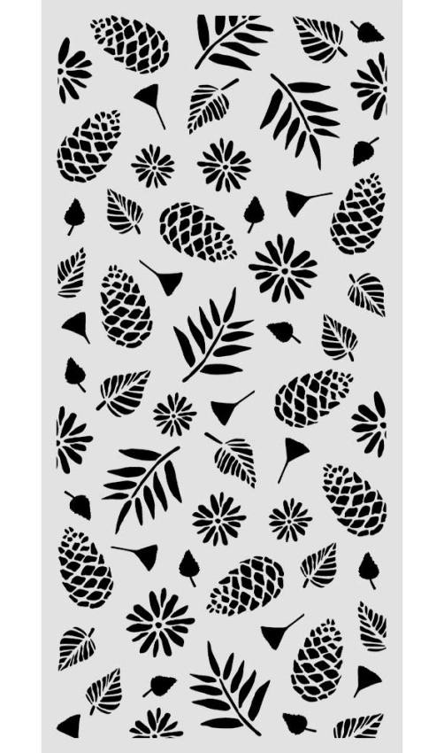 NEW Stamperia Thick Stencils 12x25cm Christmas Pinecones Pattern (KSTDL171) 