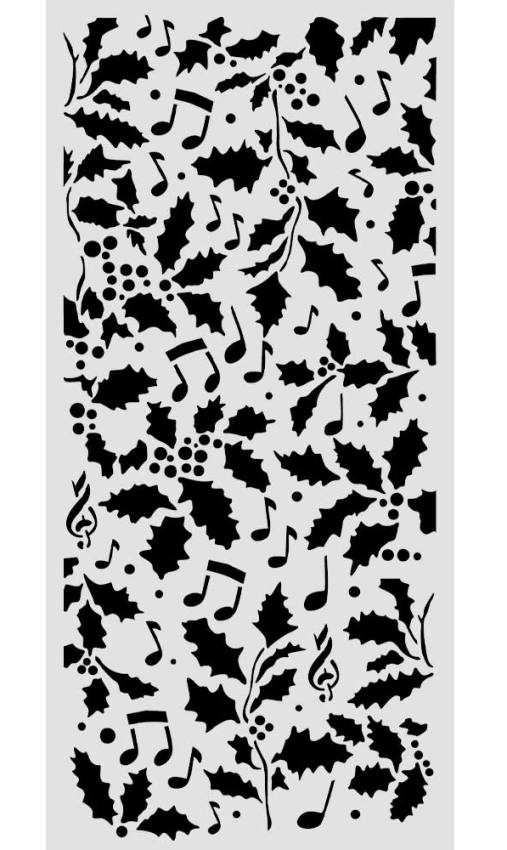 NEW Stamperia Thick Stencils 12x25cm Christmas Holly and Leaves (KSTDL172) 