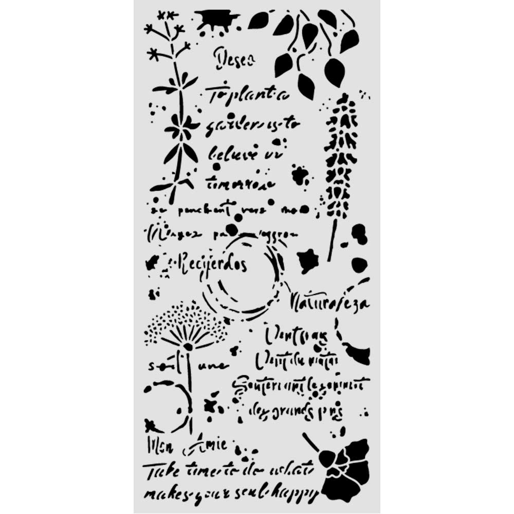 Stamperia Flowers and Poems Thick Stencils 12x25cm Flowers and Writings (KSTDL175) 