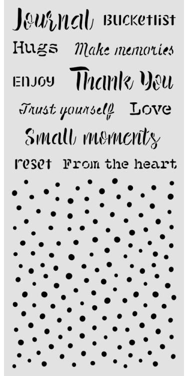 Stamperia Cozy Family Thick Stencils 12x25cm Writings and Dots (KSTDL177) 