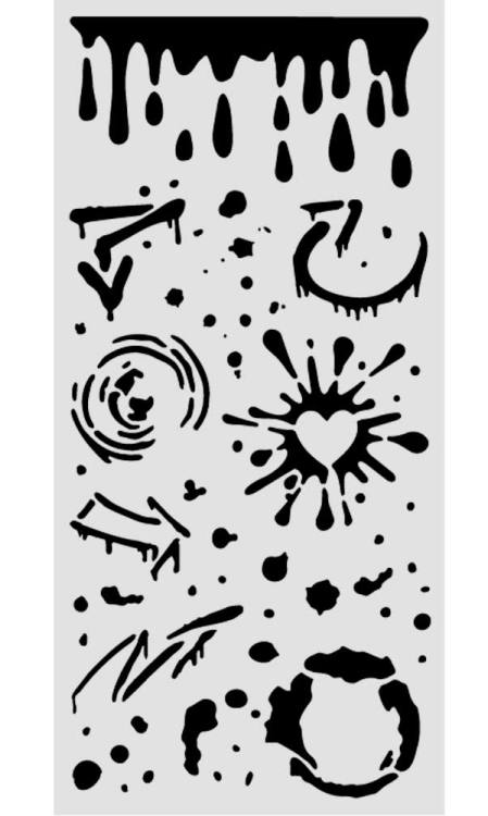 Stamperia Furry Friends 2 Thick Stencils 12x25cm Ink Splatters by Antonis Tzanidakis (KSTDL182)