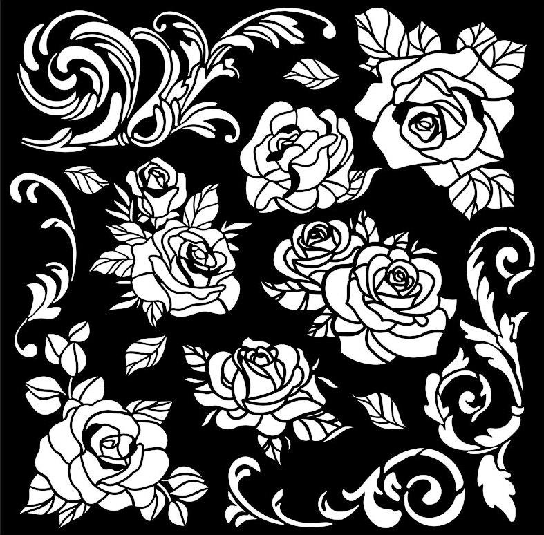 Stamperia Shabby Rose 18x18 Thick Stencil - Rose Pattern (KSTDQ104)