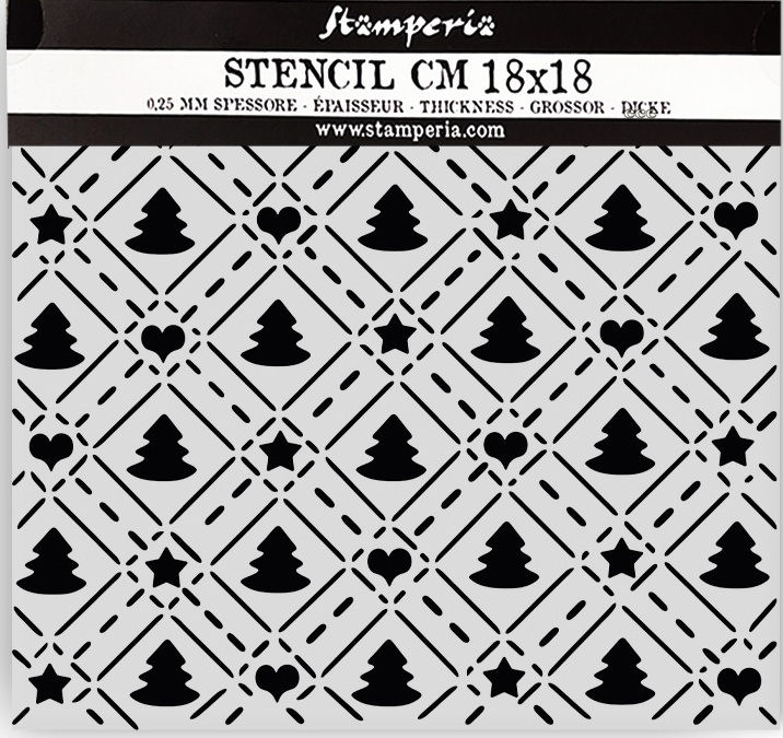 Stamperia Candy Christmas Thick stencil 18X18cm - Tree Pattern (KSTDQ123)
