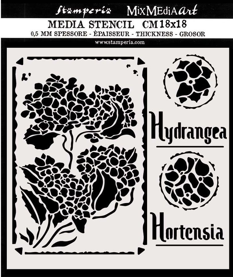 Stampera Thick Stencil 18x18cm - HORTENSIA FRAMES (KSTDQ44)