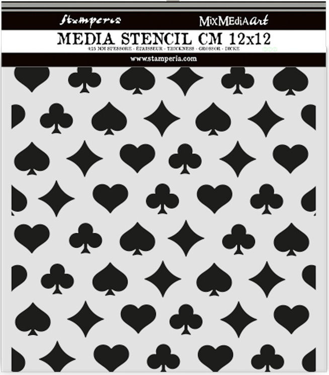 Stamperia Alice in Christmas Thick Stencil 12X12cm - Poker Cards  (KSTDS55)