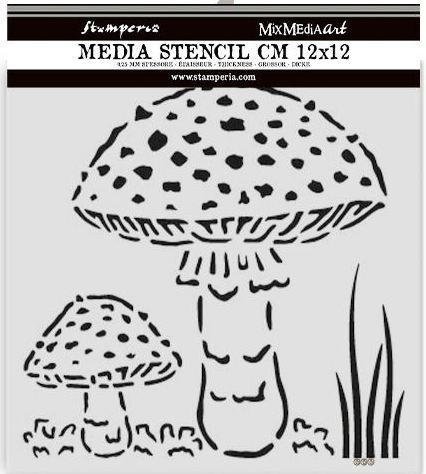Stamperia Whispering Woods Thick Stencil 12x12cm - Mushrooms (KSTDS59) 