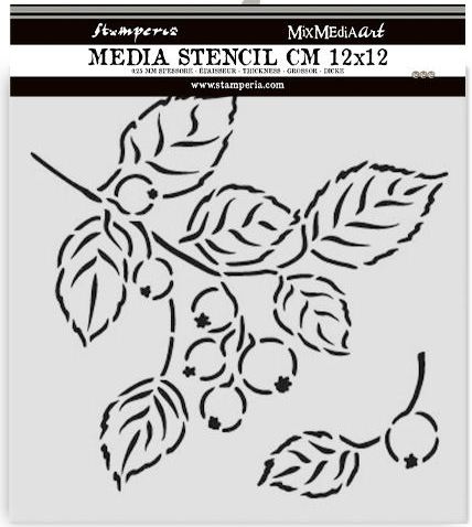 Stamperia Whispering Woods Thick Stencil 12x12cm - Berries (KSTDS60) 