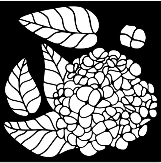 Stamperia Quiet Days Thick Stencil 12x12cm Hydrangea  (KSTDS64) 