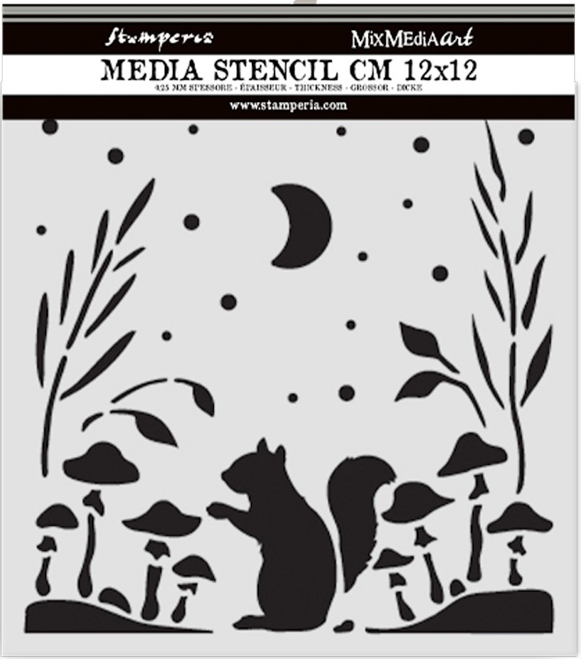 Stamperia Herbarium Silvae Thick Stencil 12x12cm Squirrel (KSTDS66) 