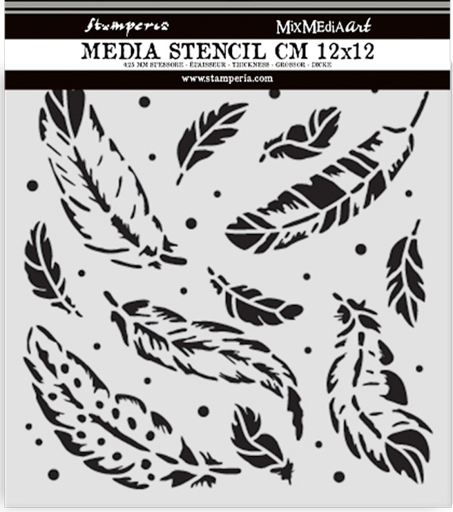 Stamperia Herbarium Silvae Thick Stencil 12x12cm Feather Pattern (KSTDS67) 