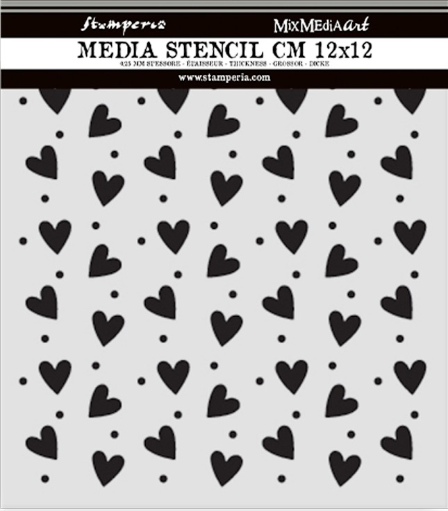 Stamperia Family Thick Stencil 12x12cm Heart Texture (KSTDS68) 
