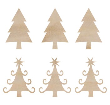 Kaisercraft Wooden Flourishes Mini Christmas Trees (FL455)