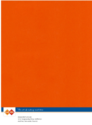 A4 Linen Textured Cardstock (Pack of 10) - AUTUMN ORANGE