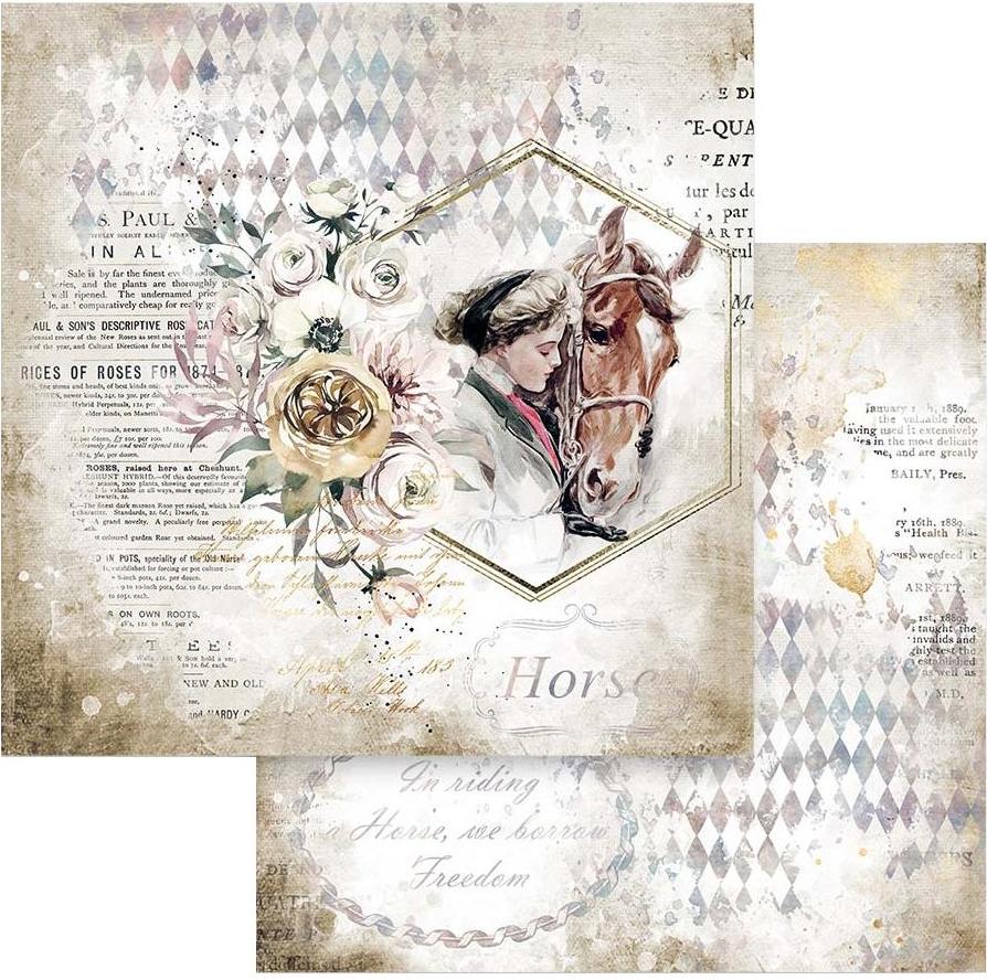 Stamperia Double-Sided Paper - Romantic Horses LADY WITH HORSE SBB800