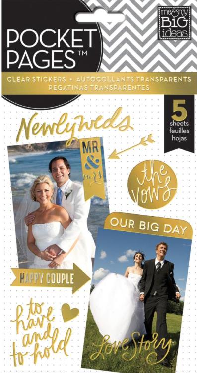 MAMBI Pocket Pages Clear Stickers Wedding Day 5 Sheets/Pkg (GOLD FOIL) (PPS-46)
