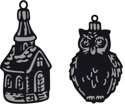 Marianne Design Craftable Dies - Tinys Ornaments CHURCH & OWL (CR1381)