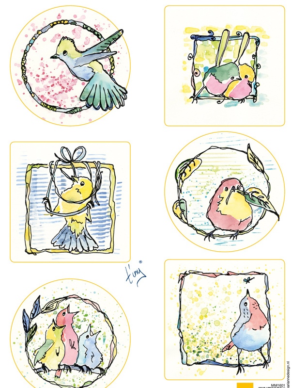 Marianne Design Cutting Sheets - Colourful Birds (1601)