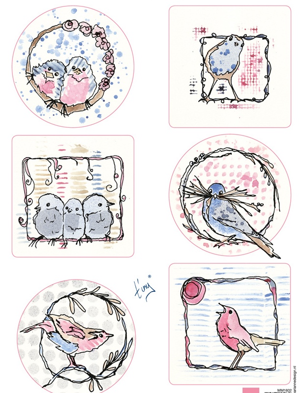Marianne Design Cutting Sheets - Pastel Birds (1602)