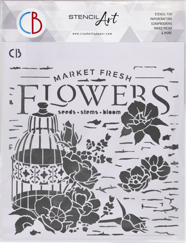 Ciao Bella Book Lovers Texture Stencil Market Fresh Flowers (MS8-006)