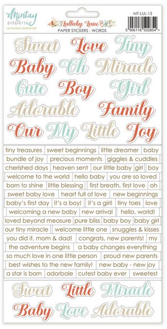 Mintay Lullaby Lane 6x12 Inch Paper Stickers Words (MT-LUL-13)