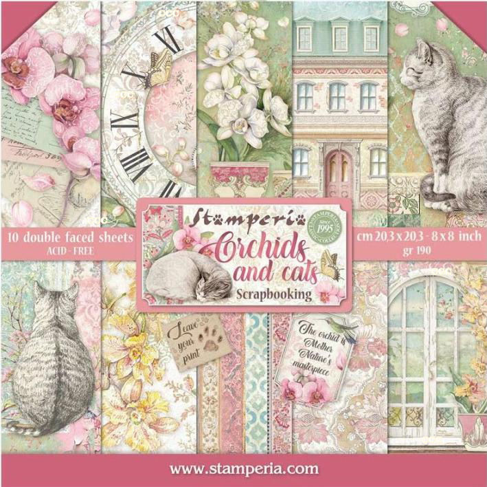 Stamperia 8X8 Paper Packs - ORCHIDS AND CATS