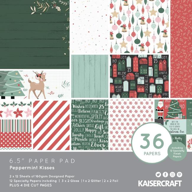 Kaisercraft Peppermint Kisses Paper Pad (Includes speciality and die-cut elements)