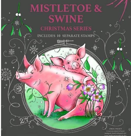 • Pink Ink Design Stamps -  Mistletoe & Swine ( 10 Stamps)