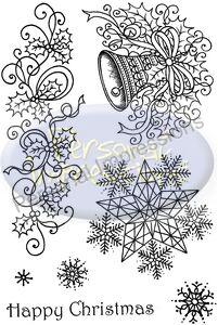 PI Clear Xmas Stamps A6 - Holly Bell & Snowflakes (6245)