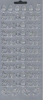 Peel-Off Stickers - Happy Easter (Silver)