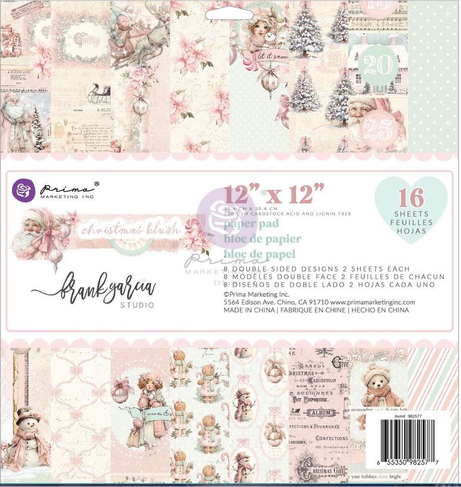 Prima Marketing Christmas Blush 12x12 Inch Paper Pad