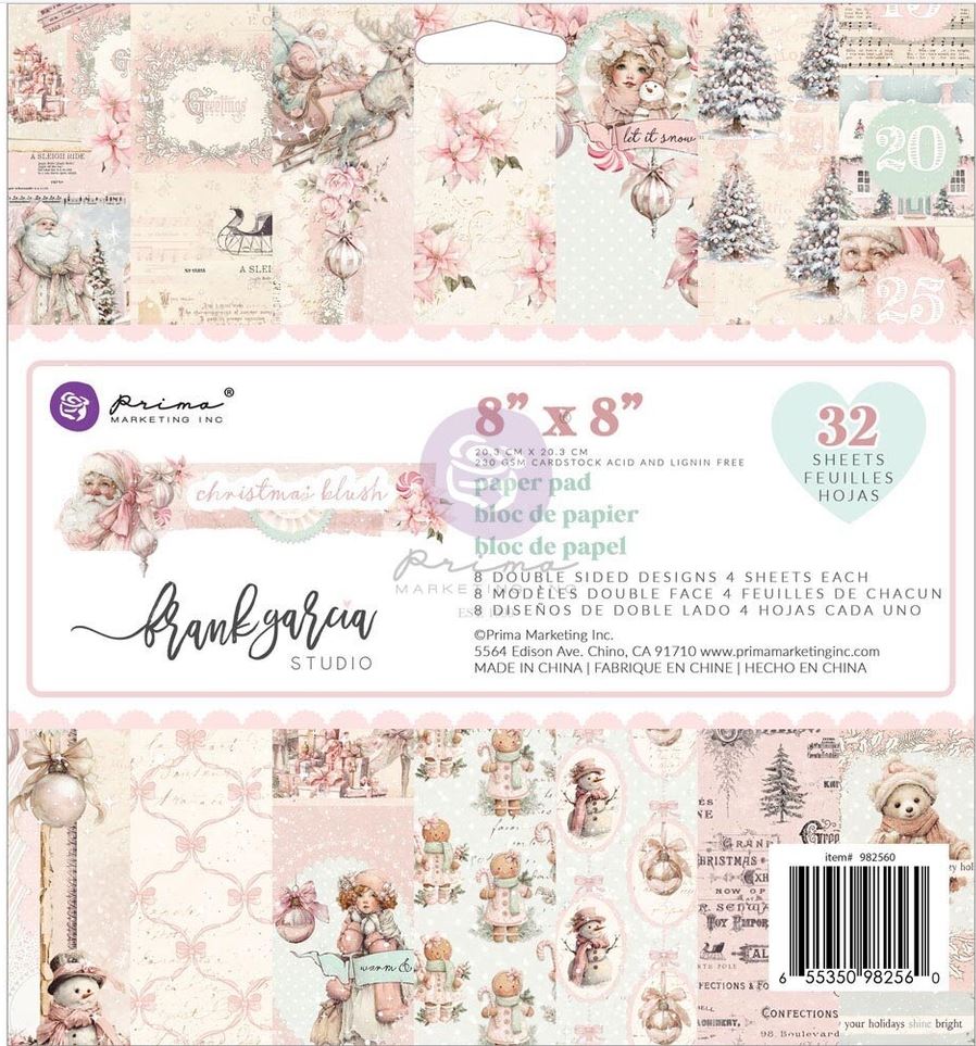 Prima Marketing Christmas Blush 8x8 Inch Paper Pad