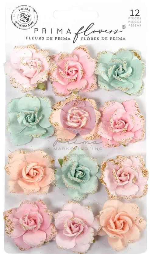 Prima Marketing Christmas Blush Flowers Sparkling Holiday (12pcs)  (686314) 