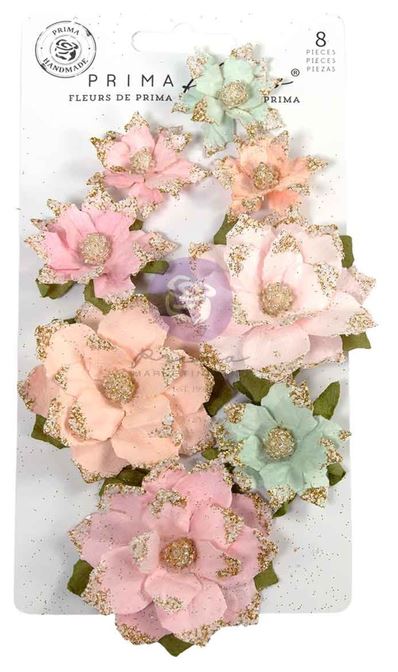 Prima Marketing Christmas Blush Flowers Warm & Cozy (8pcs)(686291) 
