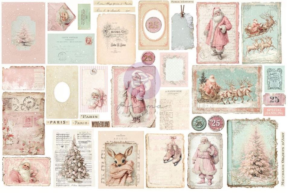 Prima Marketing Christmas Blush Ephemera Junk Journal Kit (76pcs) (982621) 
