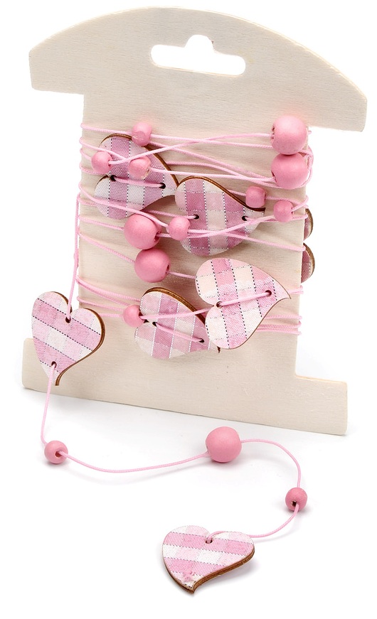 Checkered Rose Pink Heart Garland