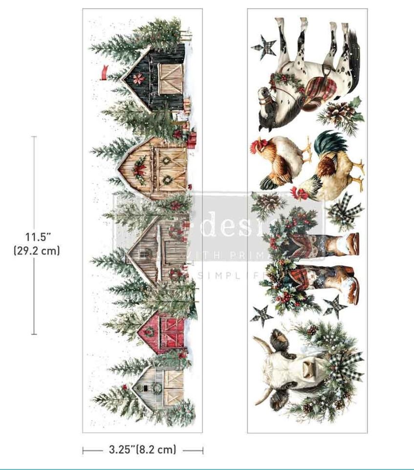 Re-Design with Prima - Christmas On The Farm 3,25x11,5 Inch Luxe Transfers (2pcs) (684235)