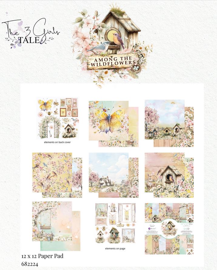 Prima Marketing Among the Wildflowers 12x12 Inch Paper Pad (682224)