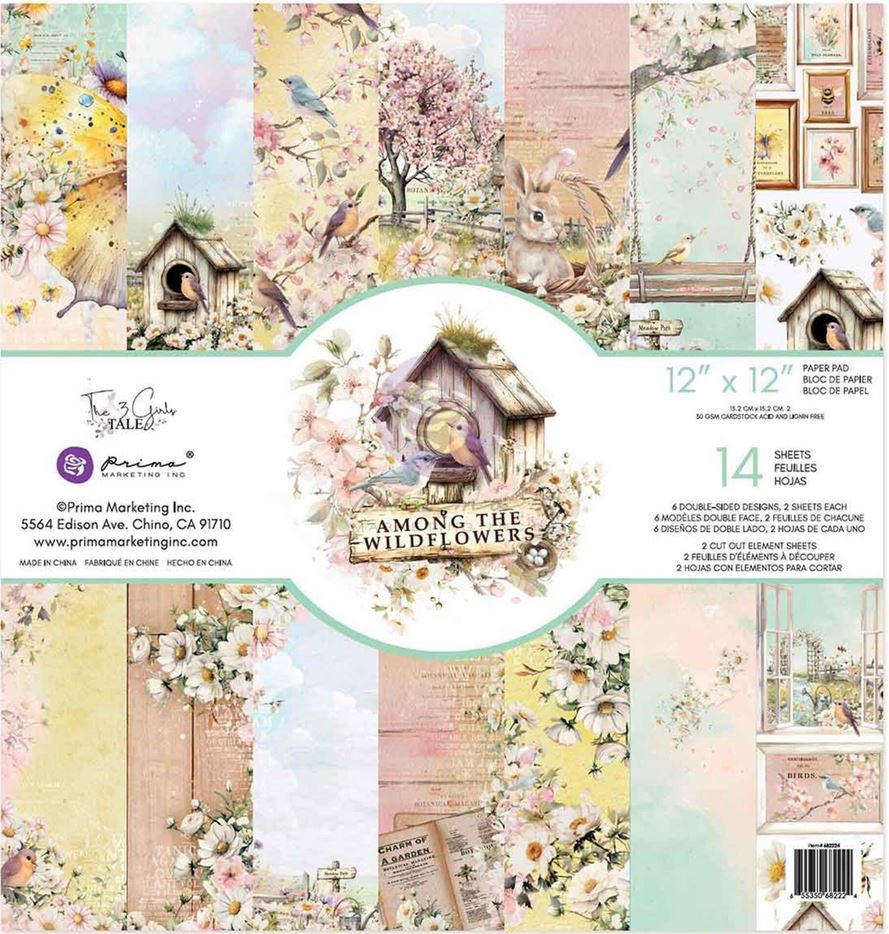 Prima Marketing Among the Wildflowers 12x12 Inch Paper Pad (682224)