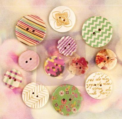 Prima Hello Pastel Wooden Buttons