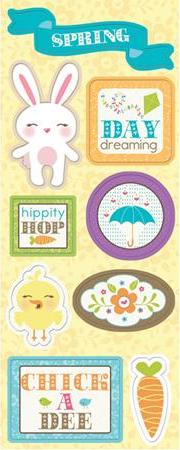 Imaginisce Hippity Hop Chipboard Stickers Bunny Day