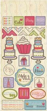 Imaginisce All Kinds of Happy Chipboard Chip Chip Hooray Stickers