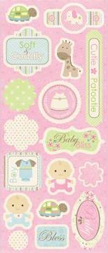 Imaginisce Baby Powder Sticky Kisses Chipboard Stickers 