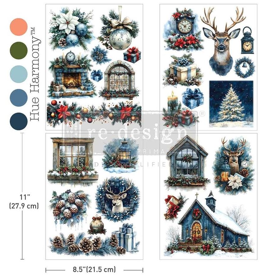 RE-DESIGN WITH PRIMA - Quiet Country Blue 8,5x11 Inch Middy Plus Transfers (4pcs) (684587) 