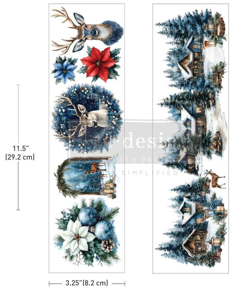 RE-DESIGN WITH PRIMA - Blue Ridge Winter 3,25x11,5 Inch Luxe Transfers (2pcs) (684228)