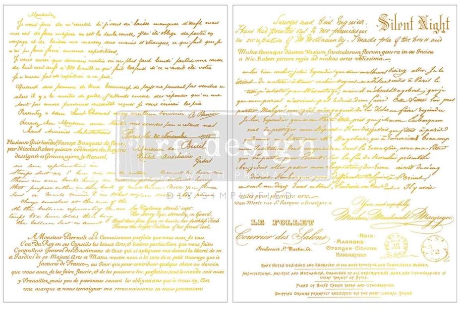 RE-DESIGN WITH PRIMA- Kacha Gilded Noel Script 8,5x11 Inch Middy Foil Transfers (2pcs) (684150)