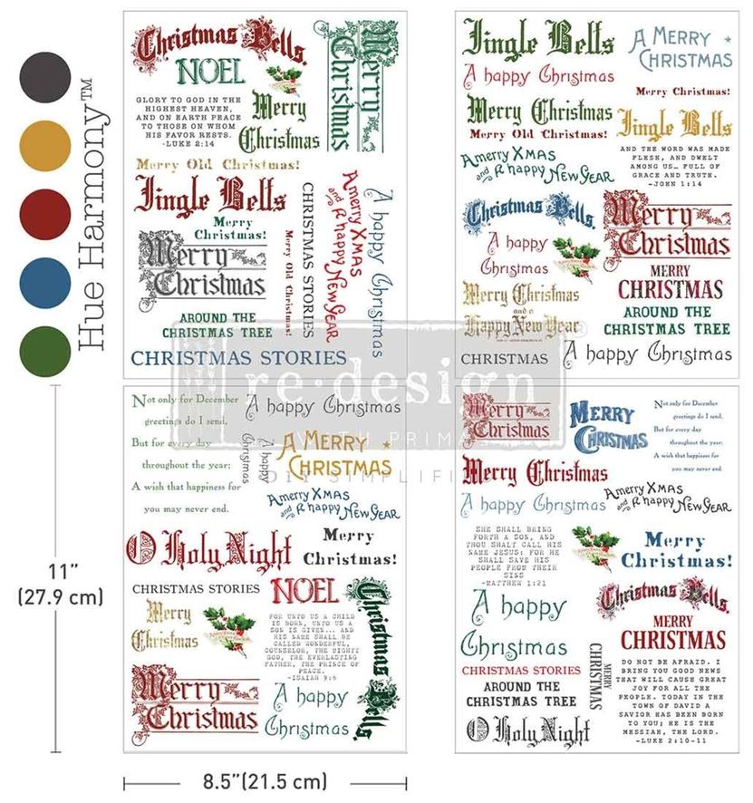 RE-DESIGN WITH PRIMA - Noel In Script 8,5x11 Inch Middy Plus Transfers (4pcs) (685911) 