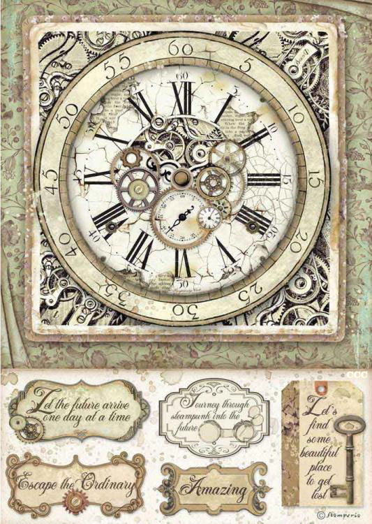 Stamperia A4 Rice Paper - Lady Vagabond Clock with Mechanisms (DFSA4519)