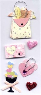 3D Decorative Stickers - Pink Hearts (S40)