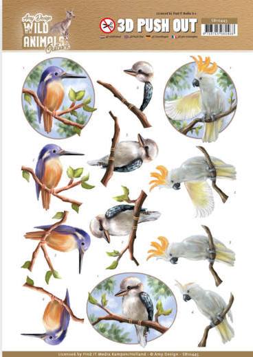 Amy Design Wild Animals Outback Push-Out Decoupage BIRDS (SB10445)